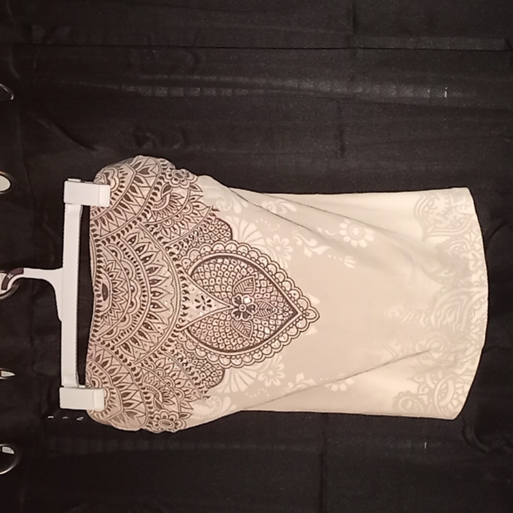 No Boundaries, halter top, color cream, beige, and brown with glitter, size11-13